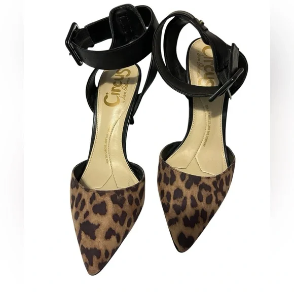 Circus Sam Edelman Tabitha Leopard Brown and Black Pointed Toe Heels size 7 - Picture 2 of 10